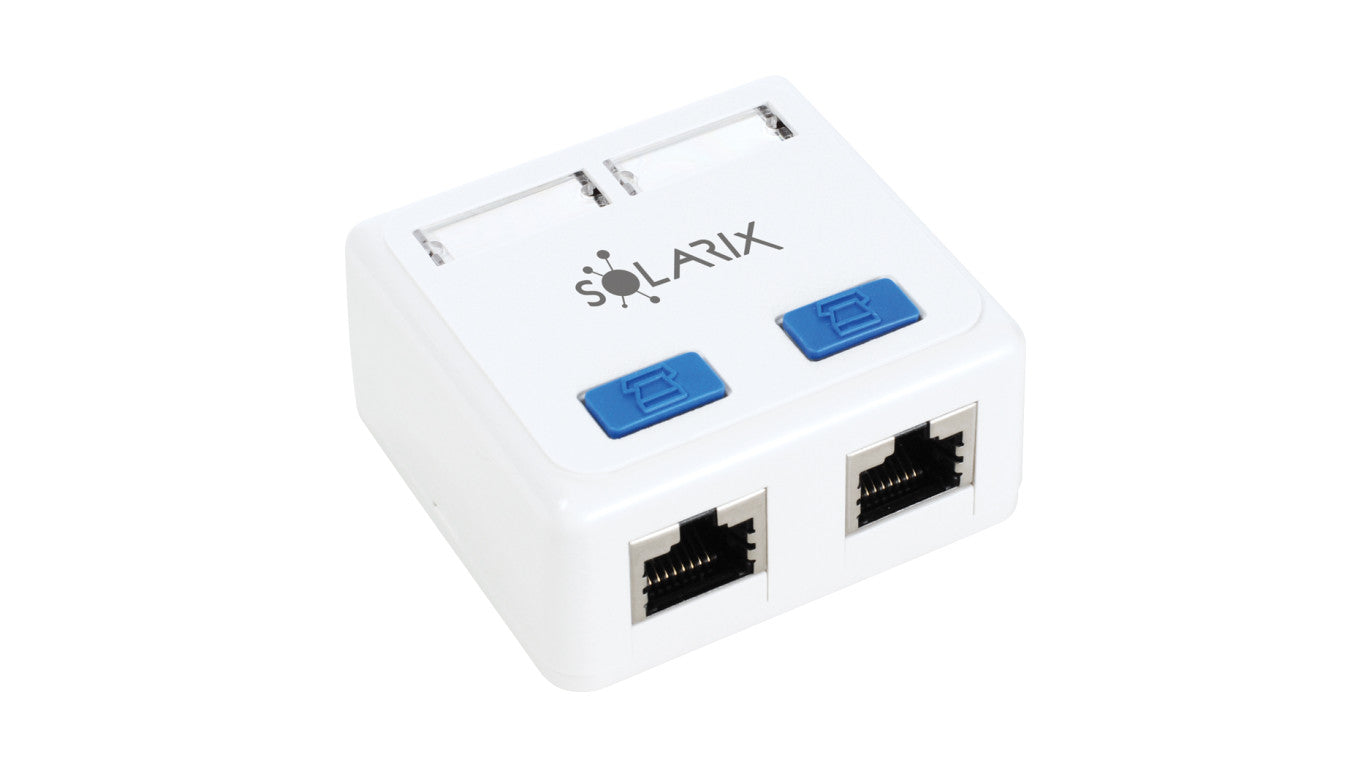 Gniazdko Solarix CAT5E UTP 2 x RJ45 natynkowe białe SX288-5E-STP-WH
