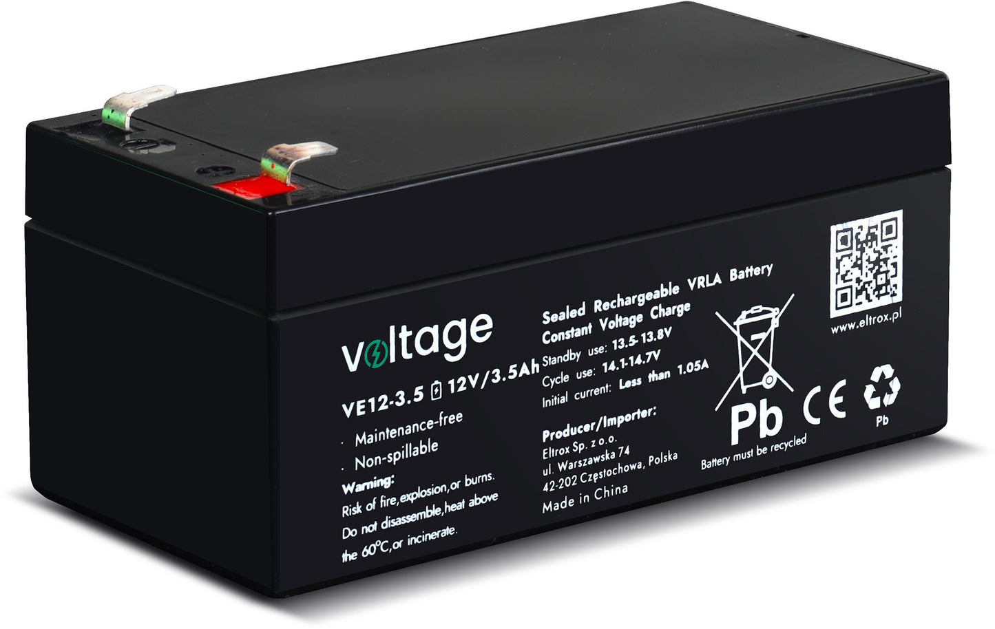 Akumulator AGM Voltage 12V 3,5Ah VE12-3.5 (Żywotność 6-9 lat)