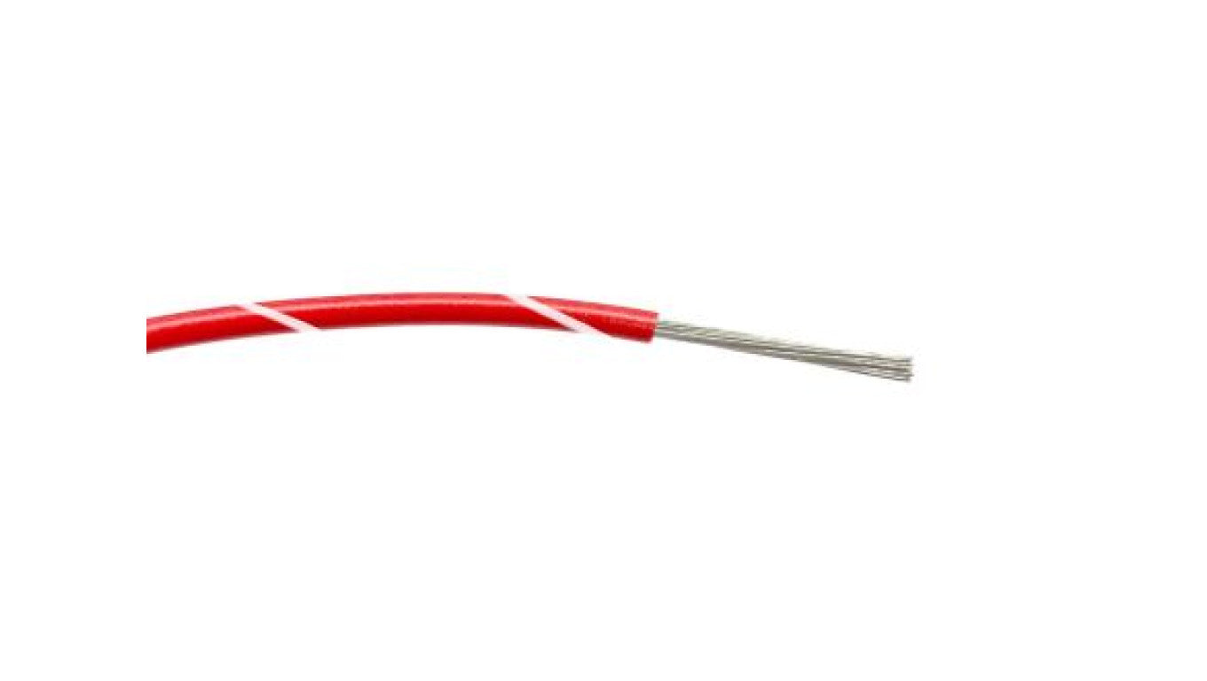 Przewód jednożyłowy linkowy, 0,5 mm², 16/0,2 mm, 20 AWG, PVC, 1 kV AC, Czerwony/Biały, dł. 100m, RS PRO