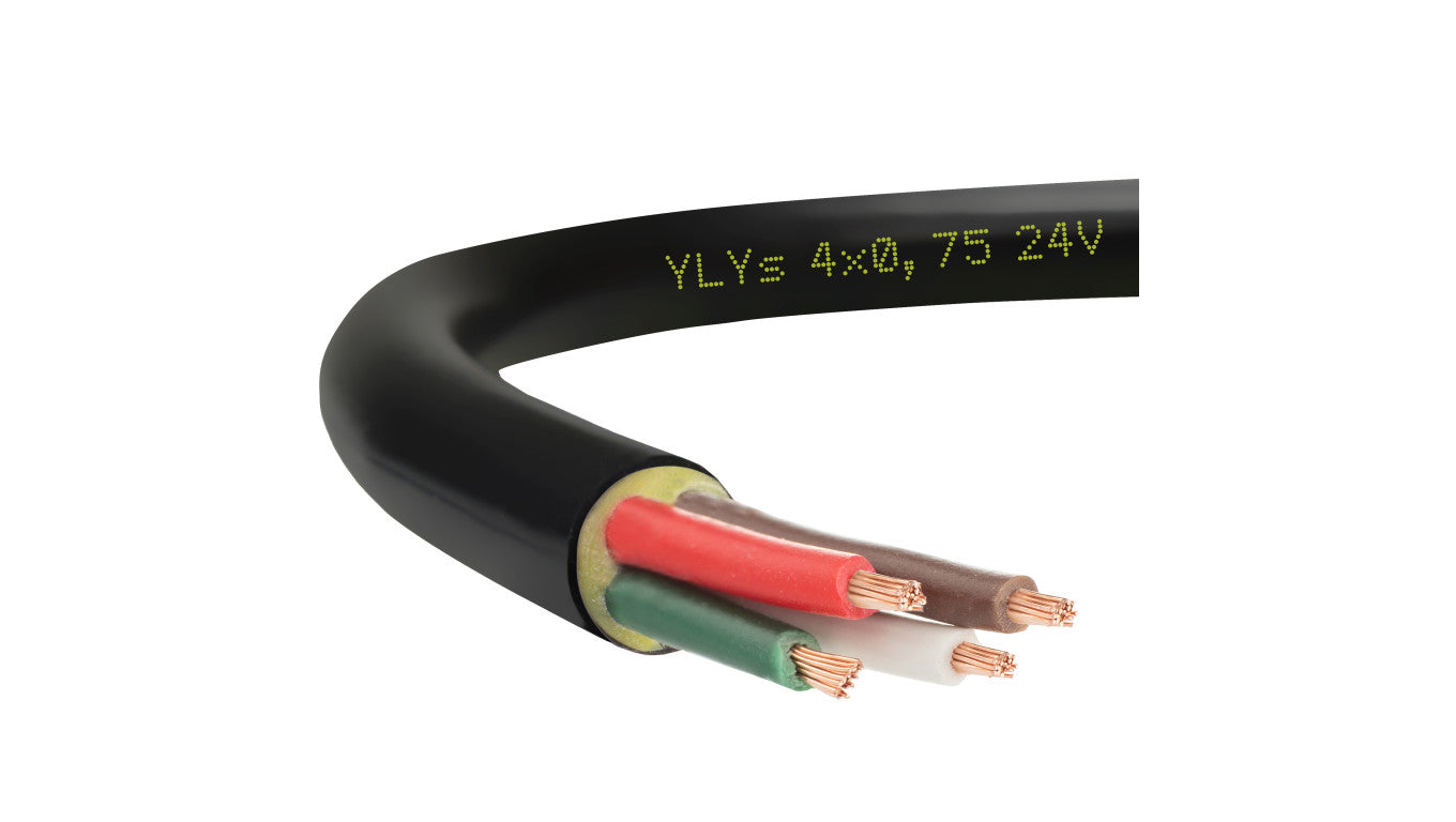 Przewód przyczepowy samochodowy YLYs 4x0,75 24V Elektrokabel /100m/