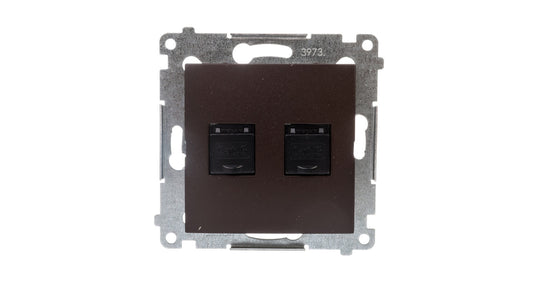 Simon 54 Gniazdo komputerowe podwójne 2xRJ45 kat.6 z przesłoną brąz mat D62.01/46