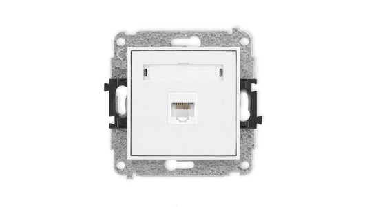 MINI Mechanizm gniazda komputerowego pojedynczego 1xRJ45, kat. 5e, 8-stykowy biały mat 25MGK-1