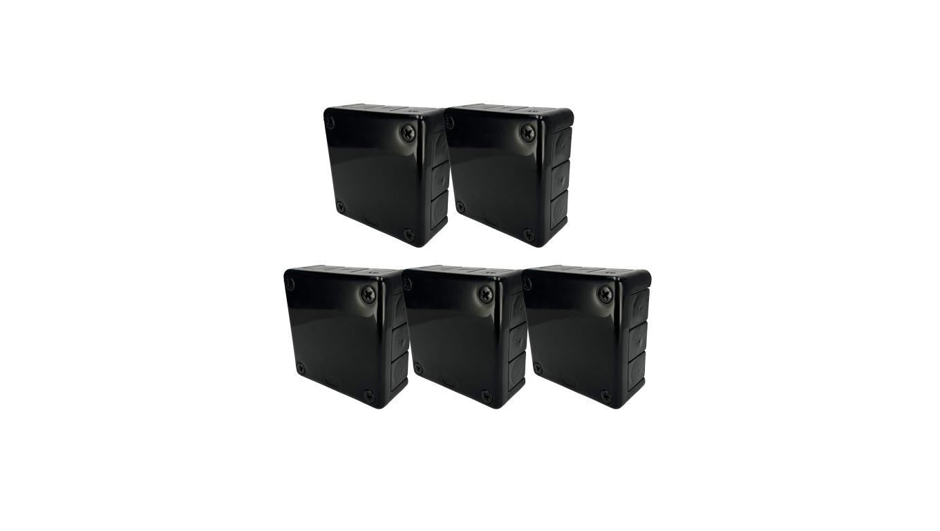 Puszka hermetyczna natynkowa 98x98x42mm 12-wlotowa, z dławikami gumowymi, IP55 zamknięcie na wkręty, czarna EDO 5szt.
