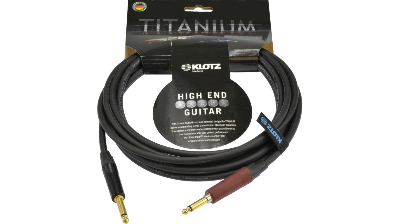 KLOTZ Titanium Kabel instrumentalny Audio Jack 6,3mm Mono (wtyk Silent Plug / wtyk) 4,5m