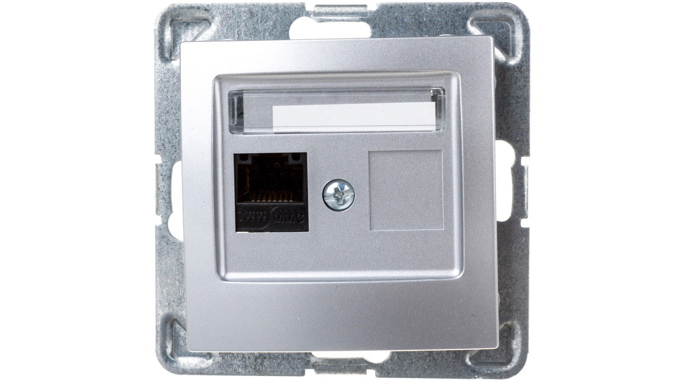 IMPRESJA Gniazdo komputerowe pojedyncze RJ45 kat.5e MMC srebrne GPK-1Y/K/m/18