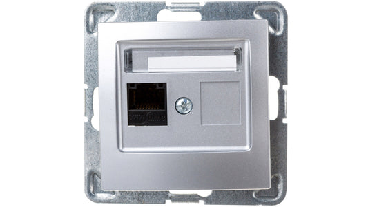 IMPRESJA Gniazdo komputerowe pojedyncze RJ45 kat.5e MMC srebrne GPK-1Y/K/m/18