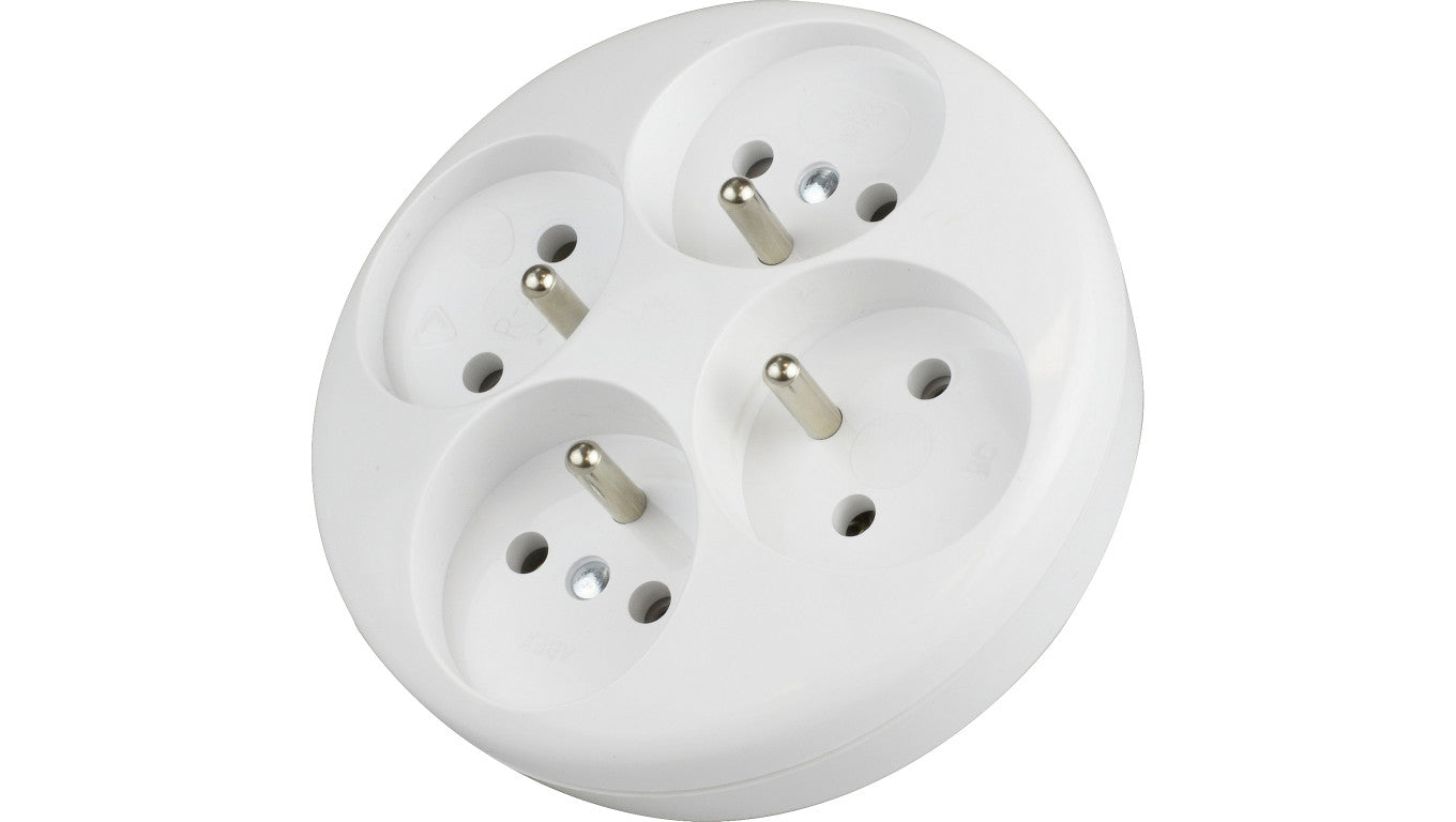Elektryczny rozgałęźnik 4x 2P+Z okrągły