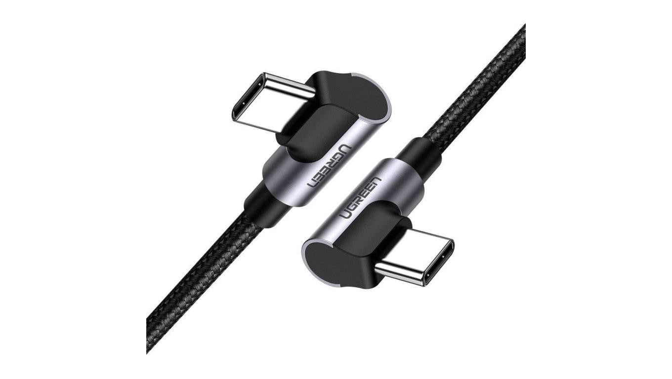 UGREEN Kabel USB 2.0 typ-C (wtyk / wtyk) kątowy Quick Charge 3.0 Power Delivery 2.0 (3A 60W) US323 czarny 2m