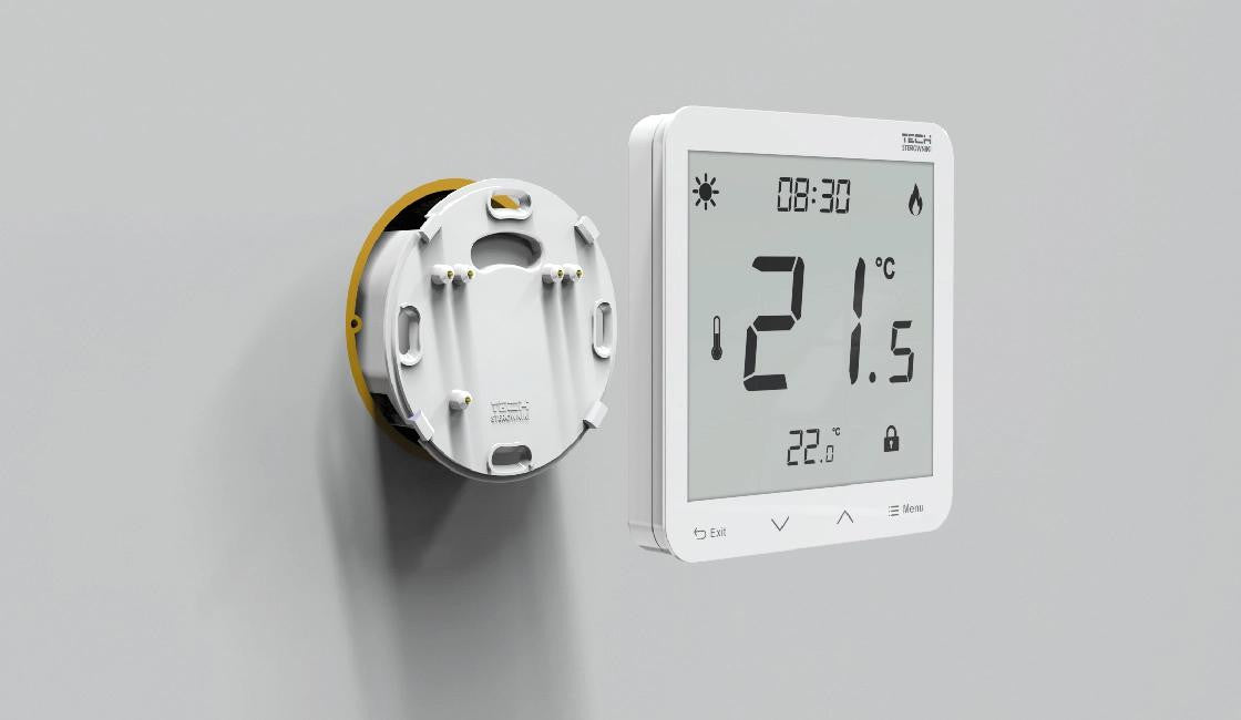 Przewodowy dwustanowy regulator pokojowy podtynkowy biały ST-297z v3 Tech sterowniki