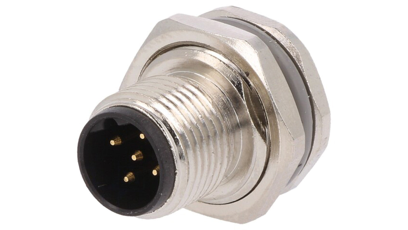 Złącze okrągłe M12 męskie proste montaż THT 5-PIN 60V T4140012051-000