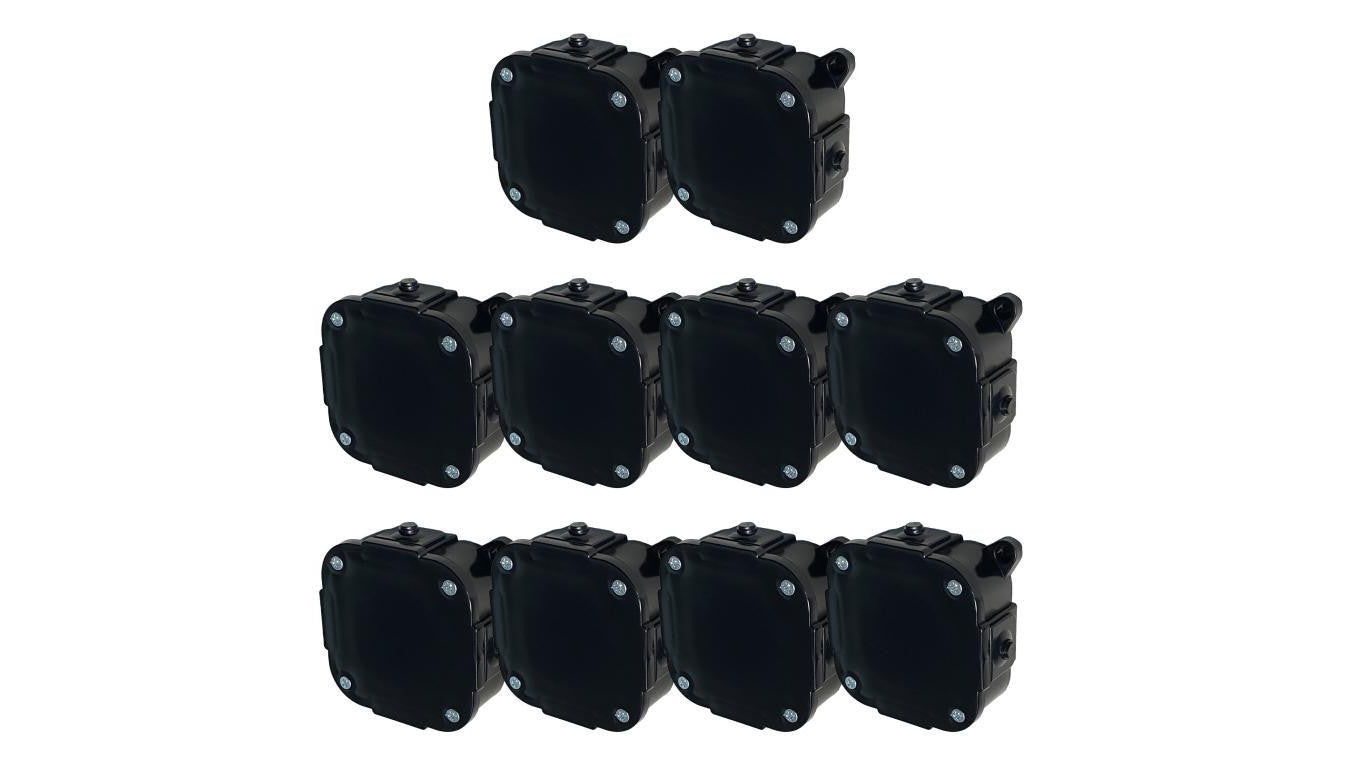 Puszka hermetyczna natynkowa 88x88x40mm 4-wlotowa, z zaciskami, zamknięcie na wkręty IP44, czarna EDO 10szt