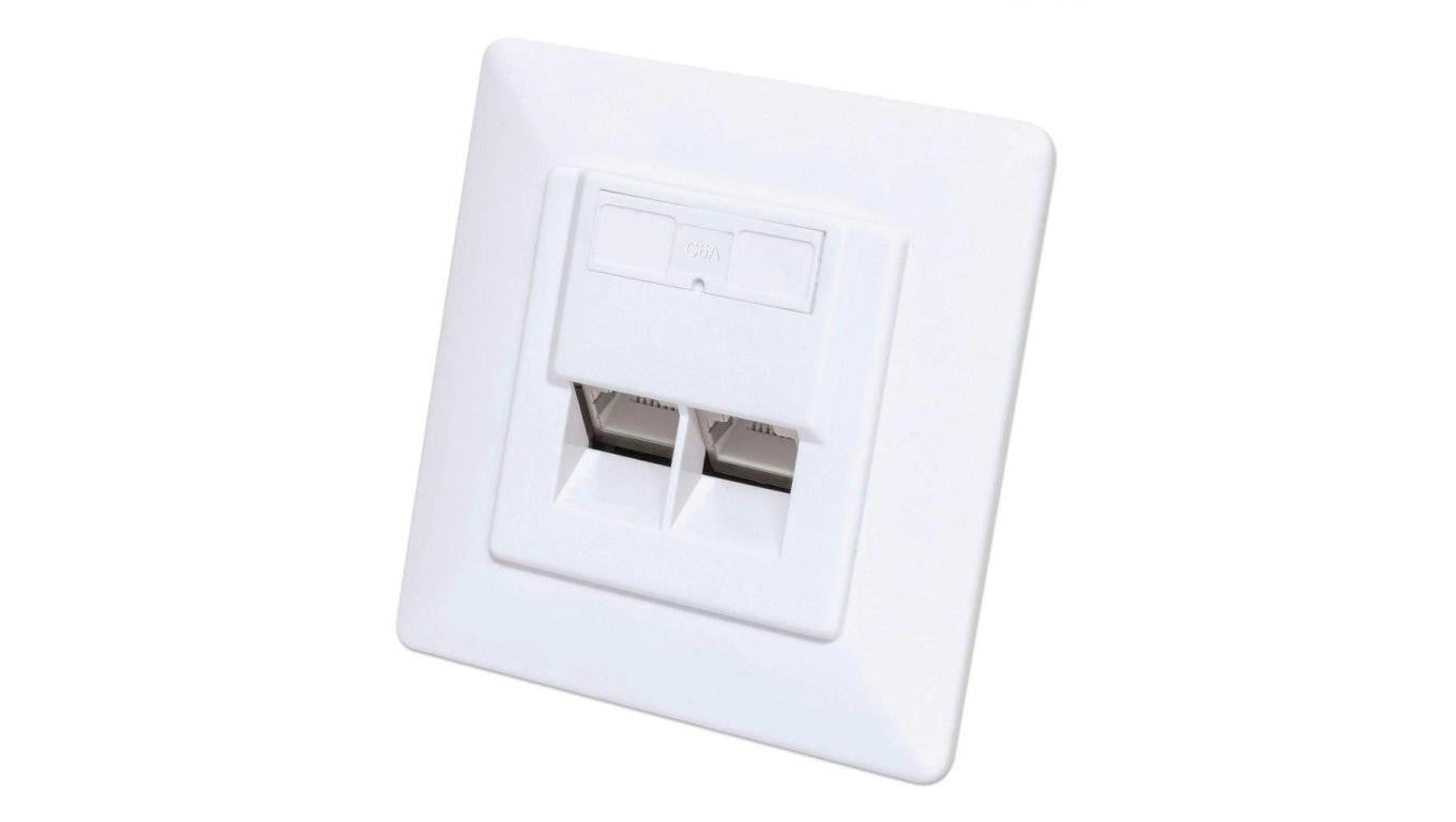 Gniazdo sieciowe podtynkowe 2x RJ45 Cat6a 10G, STP, białe 771917