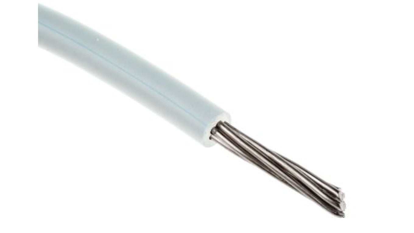 Przewód jednożyłowy linkowy, Przewód instalacyjny, 0,52 mm², 26/0,16 mm, 20 AWG, XLPVC, 150 V, Biały, dł. 100m, RS PRO