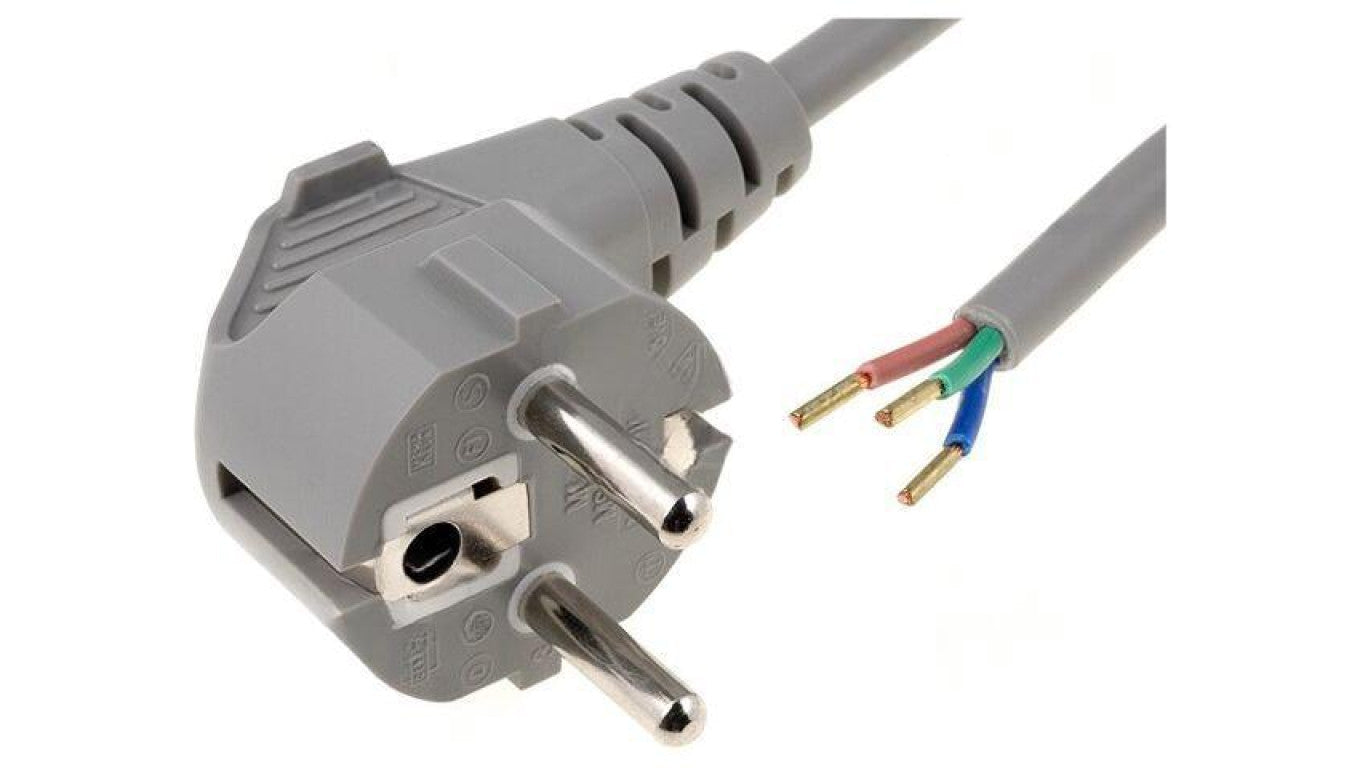 Kabel: 3x0,75mm2, CEE 7/7 (E/F) wtyk kątowy, 5m LT322 H05VV-F 3X0.75 5.0M GRY