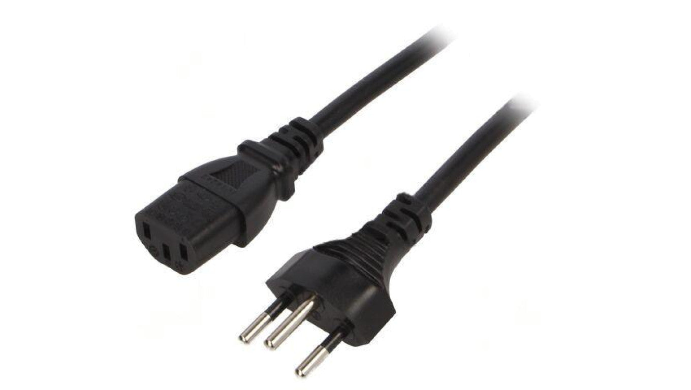 Kabel: 3x1mm2, IEC C13 żeński,SEV-1011 (J) wtyk, 1,8m, 10A LT-313+501 H05VV-F 3X1.0 BLK 1.8M
