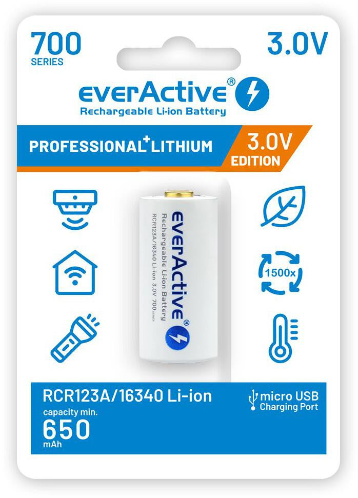 Akumulatorek 16340 / R-CR123 3V everActive 700mAh (1 szt.) z zabezpieczeniem