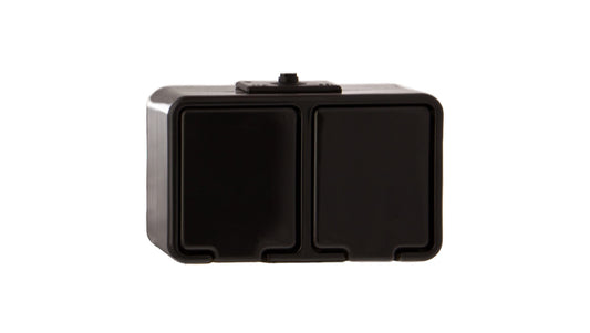 Cedar Gniazdo hermetyczne podwójne z/u 16A IP44 czarne Nt-230H NT230H05