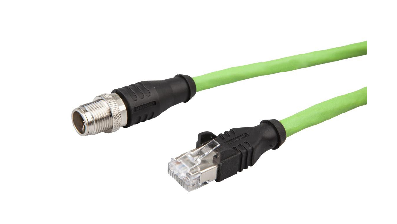 Kabel danych, kabel połączeniowy, 1 m, wtyczka M12 8-stykowa prosta, wtyczka RJ45 8-stykowa prosta, ekranowany VK108F28