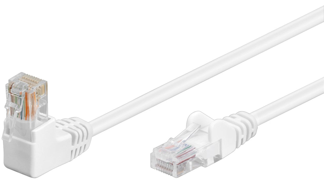CAT 5eKabel łączący 1x 90 pod kątem,U/UTP, Biały - Długość kabla 3 m