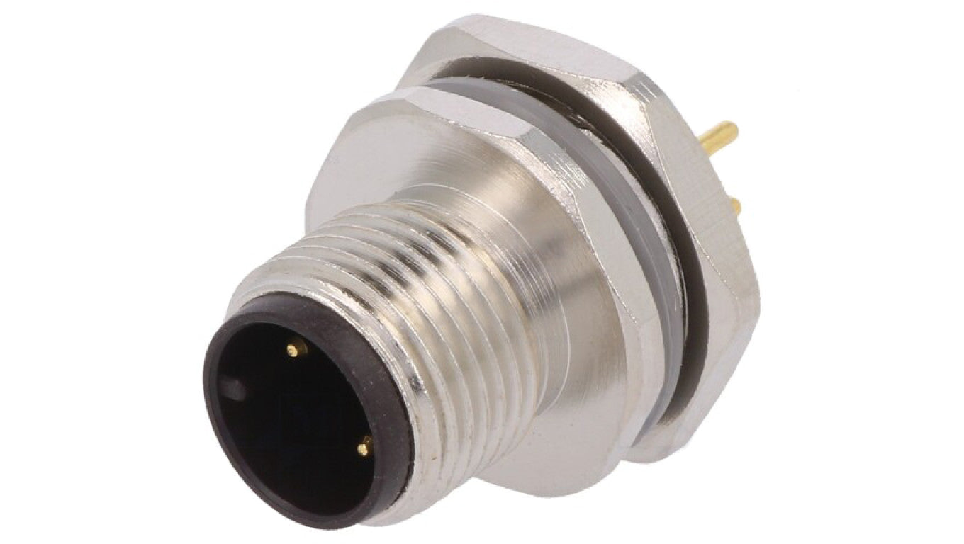 Złącze okrągłe M12 męskie proste montaż THT 3-PIN 250V T4142012031-000