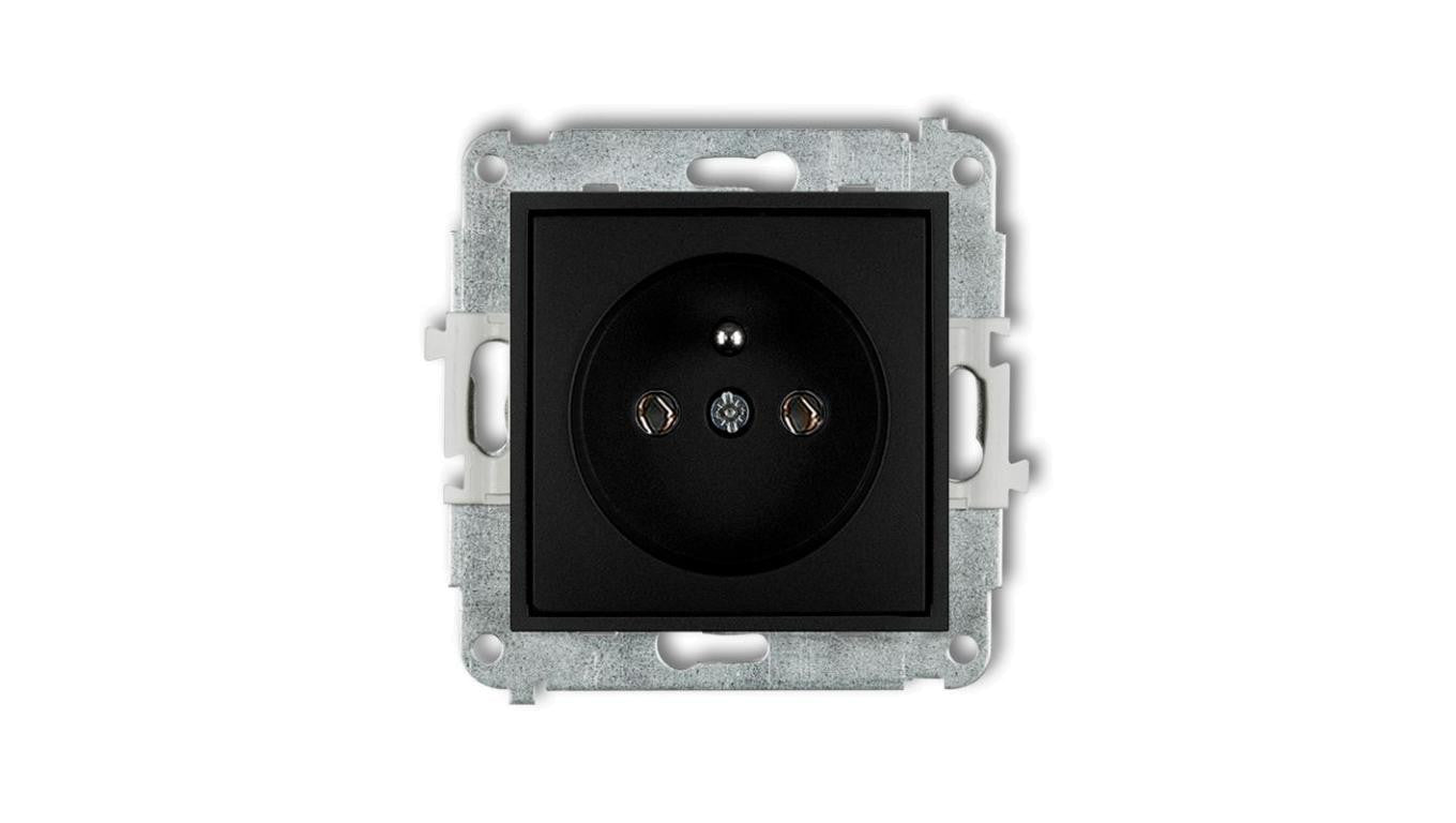 ICON Mechanizm gniazda pojedynczego z uziemieniem 2P+Z (bez przesłon torów prądowych) czarny mat 12IGP-1z