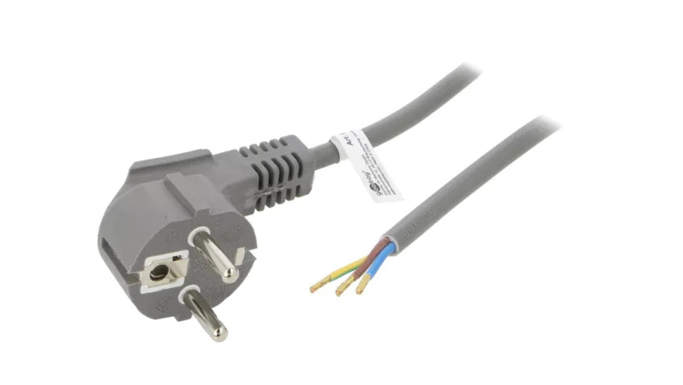 Kabel CEE 7/7 (E/F) wtyk kątowy, przewody PVC 1,5m szary 10A 93975