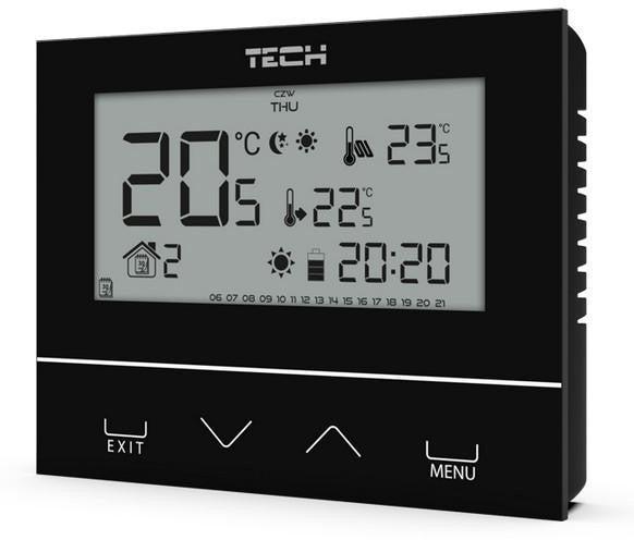 Przewodowy  dwustanowy regulator pokojowy czarny ST-292v3 Tech sterowniki