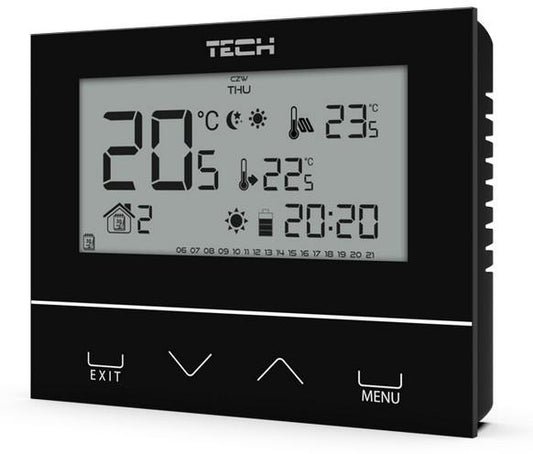 Przewodowy  dwustanowy regulator pokojowy czarny ST-292v3 Tech sterowniki