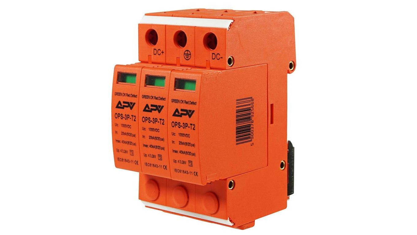 Ogranicznik przepięć PV T2 3P 1000V DC 20kA APV-OPS-3P-T2