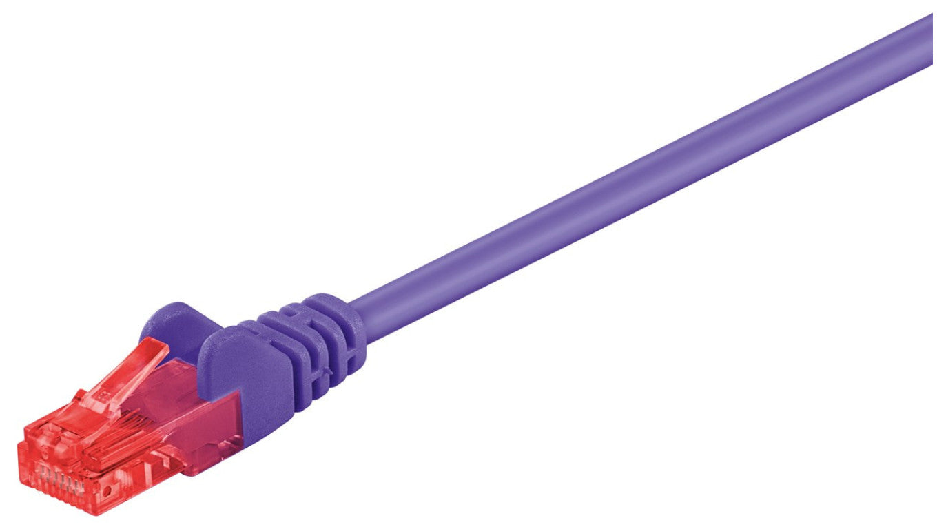 CAT 6Kabel łączący, U/UTP, Fioletowy - Długość kabla 10 m