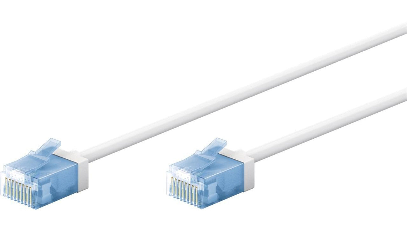 Ultra-elastyczny CAT 6A kabel krosowy, slim, U/UTP, biały - Długość kabla 7.5 m