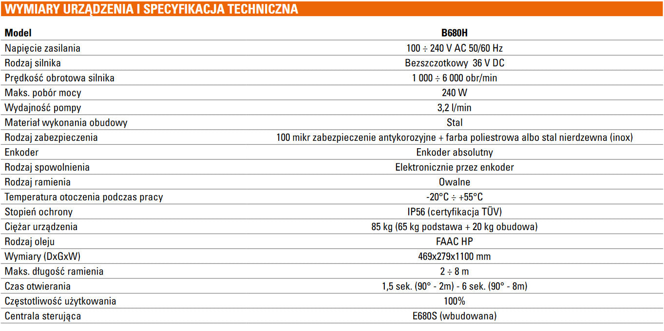 Szlaban kompletny FAAC B680H "L" (5300 mm)