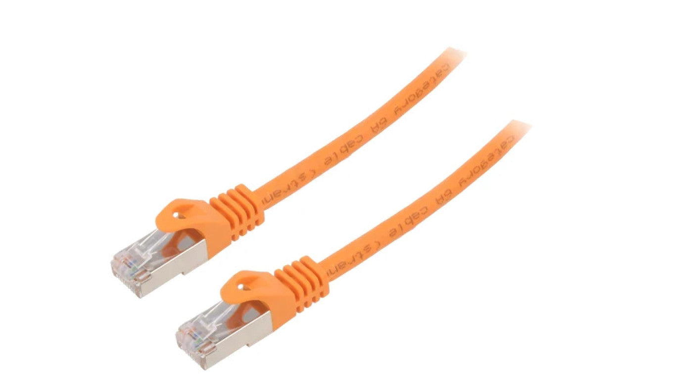 Patch cord S/FTP 6a drut Cu LSZH pomarańczowy 10m 27AWG PP6A-LSZHCU-O-10M