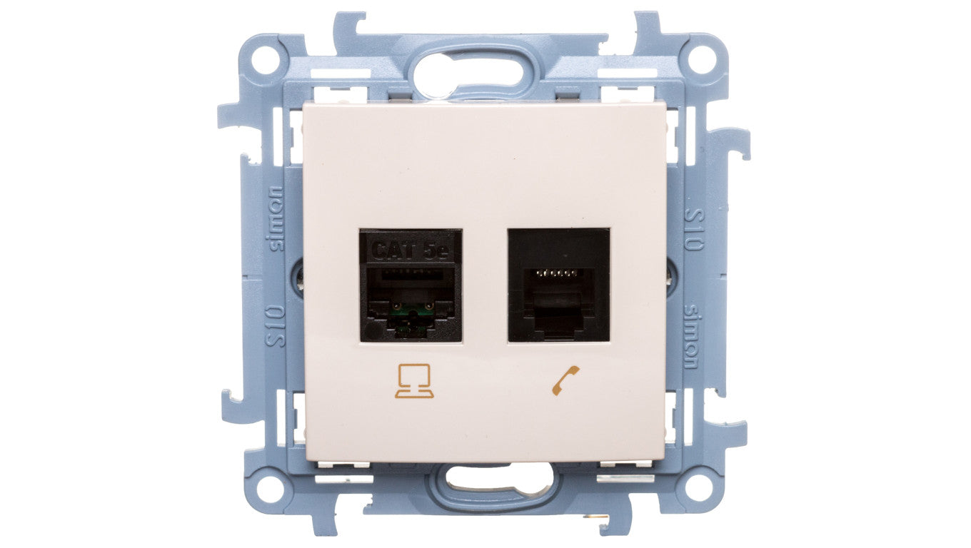 Simon 10 Gniazdo teleinformatyczne RJ45+RJ12 kat.5e kremowe C5T.01/41