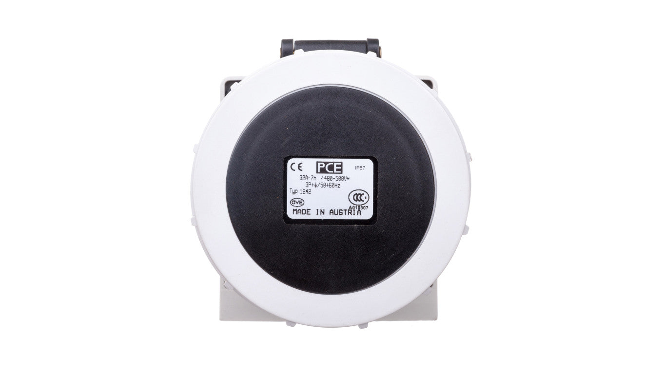Gniazdo stałe 32A 4P 500V czarne IP67 /bez dławnicy/ 1242-7
