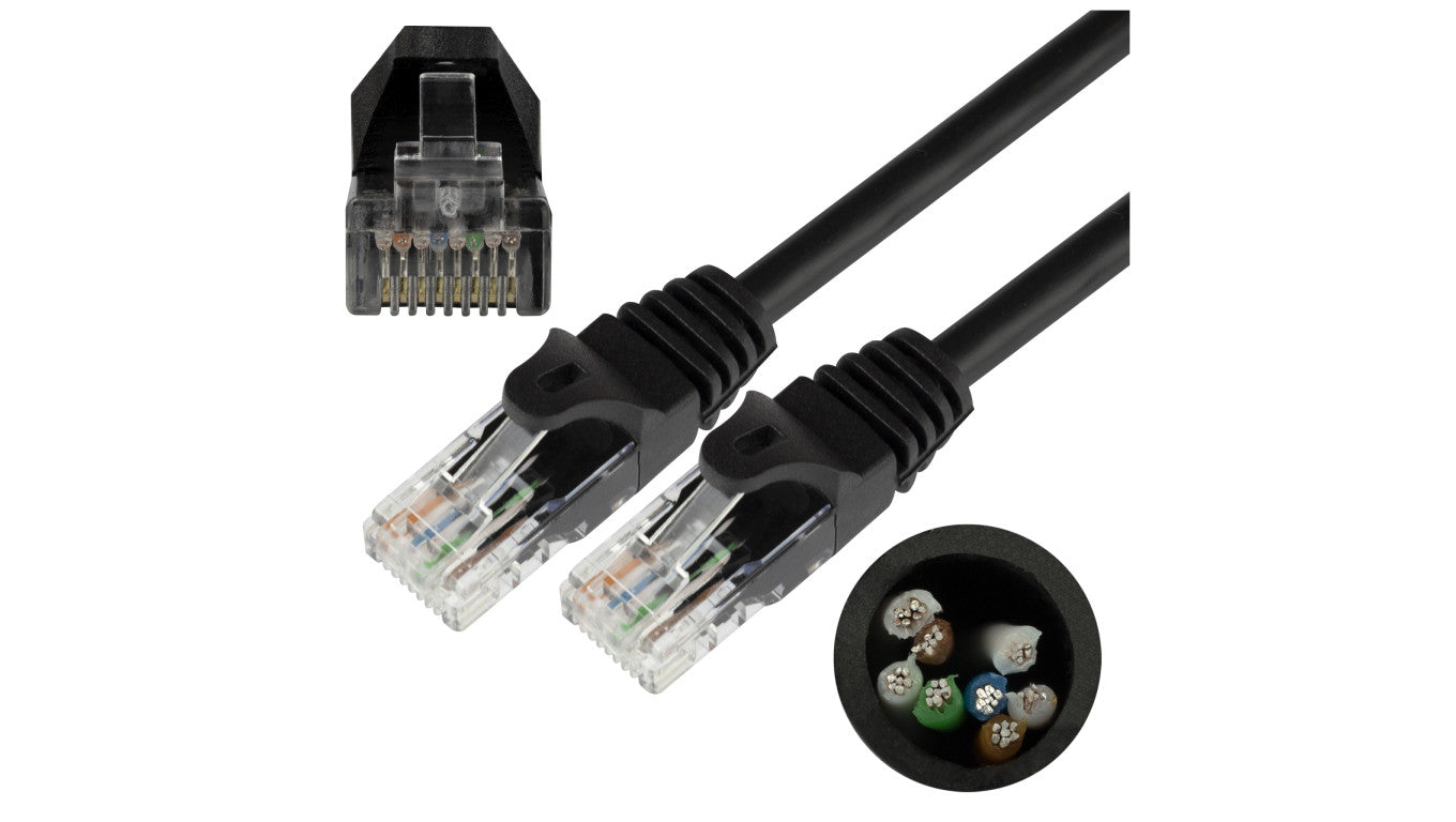 Patchcord UTP kat.5e kabel sieciowy LAN 2x RJ45 linka czarny 0,5m NEKU