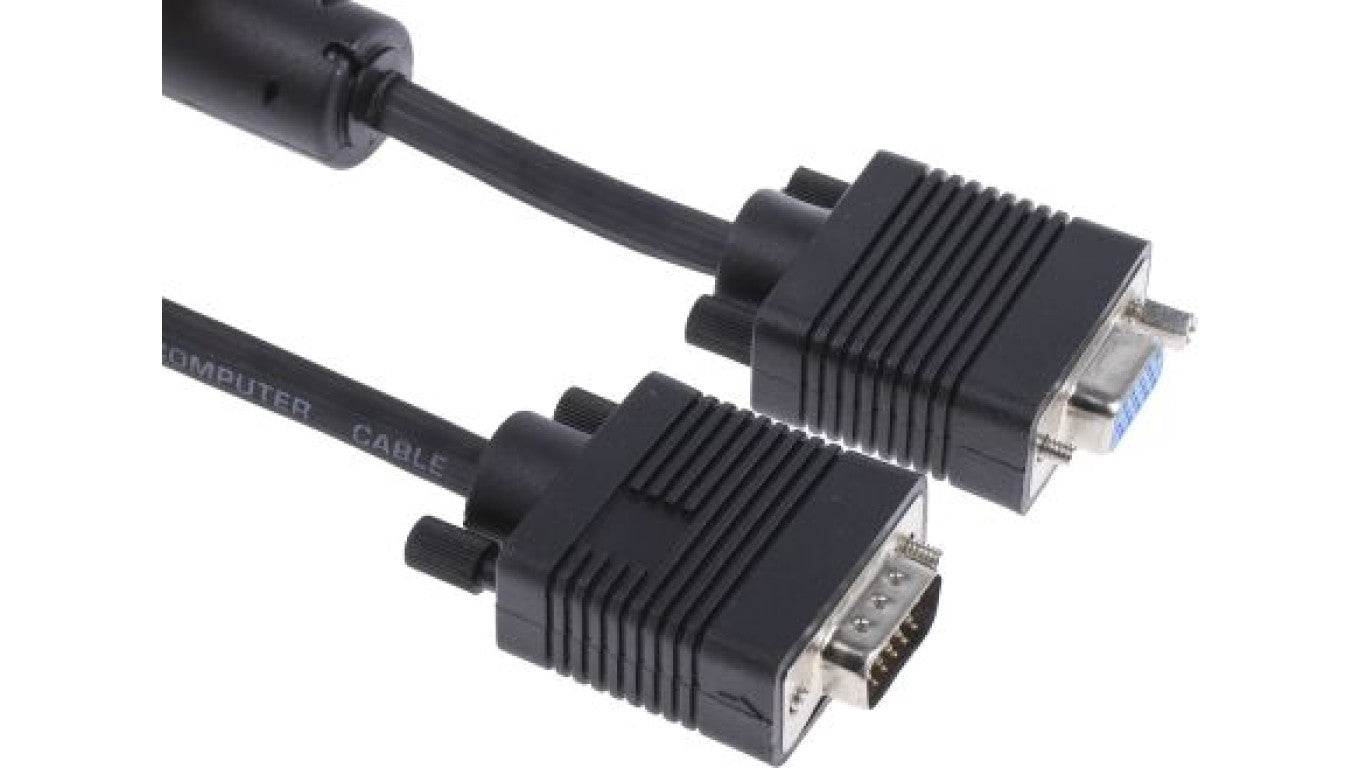 Zespół cyfrowych kabli wideo i monitorowych 2m Męskie złącze VGA/SVGA to Żeńskie VGA/SVGA Czarny