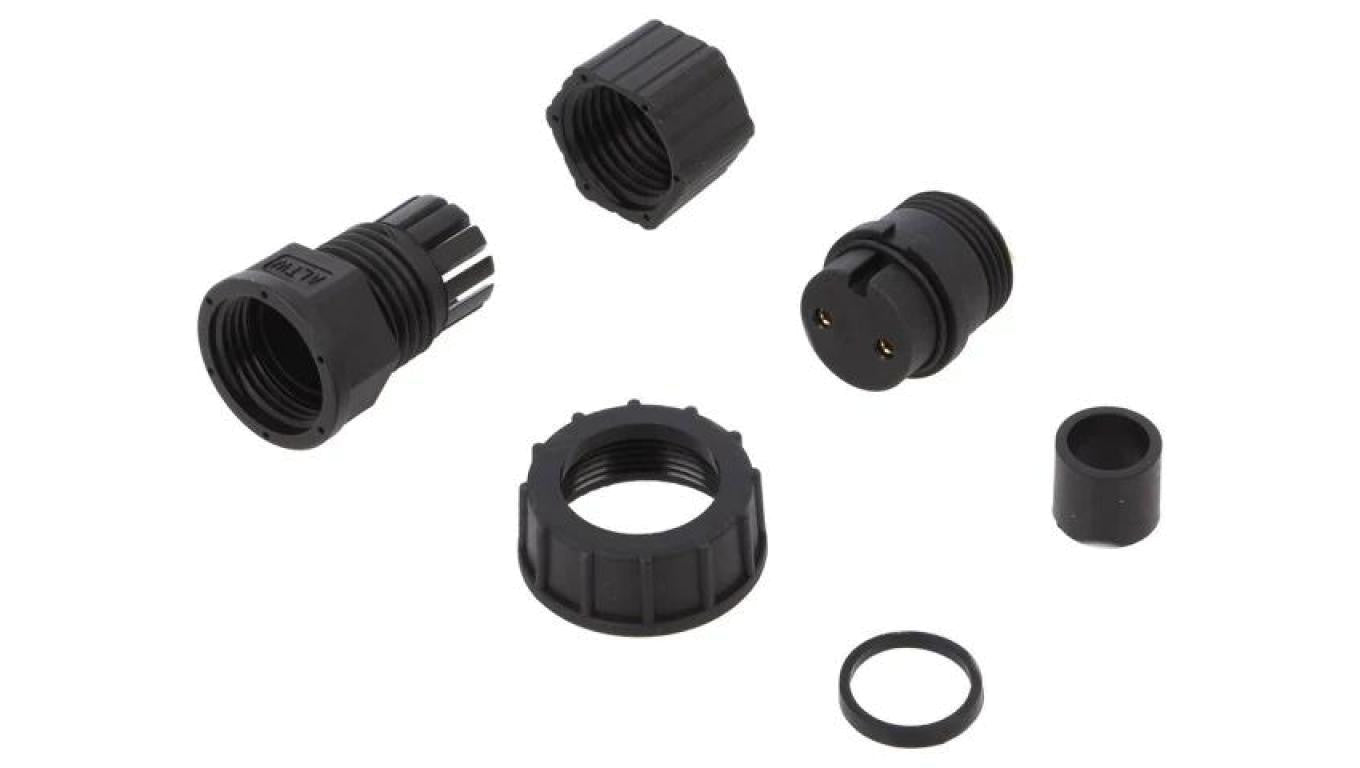 Złącze okrągłe wtyk rozmiar D żeński 2-PIN złocony 20A IP67 DC-02BFFB-SL7001