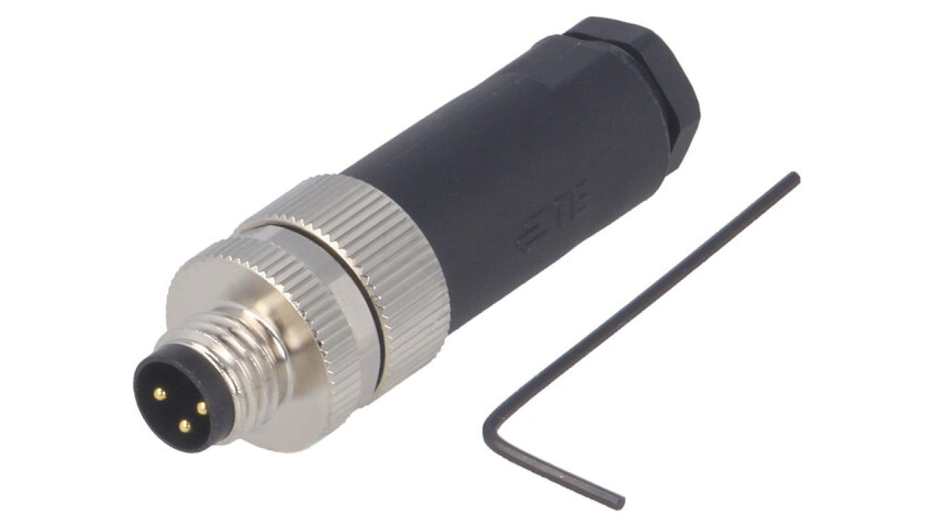 Złącze okrągłe M8 męskie proste nieekranowane na zacisk 3-PIN 60V T4011008031-000