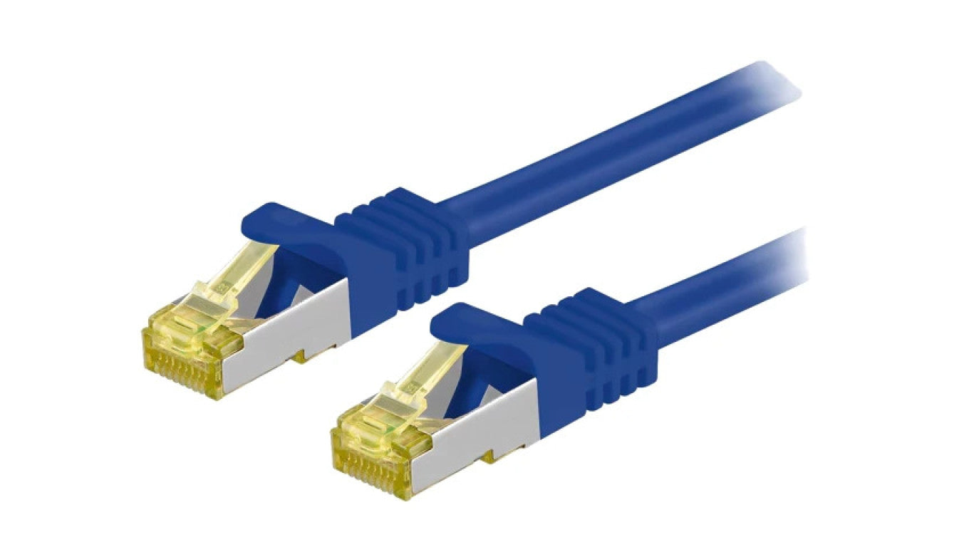 Patch cord S/FTP 6a linka Cu LSZH niebieski 10m 26AWG 91637