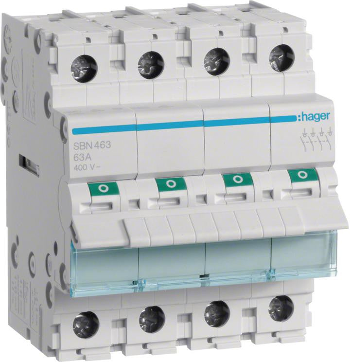 Modułowy rozłącznik izolacyjny 4P 63A 400VAC Hager SBN463