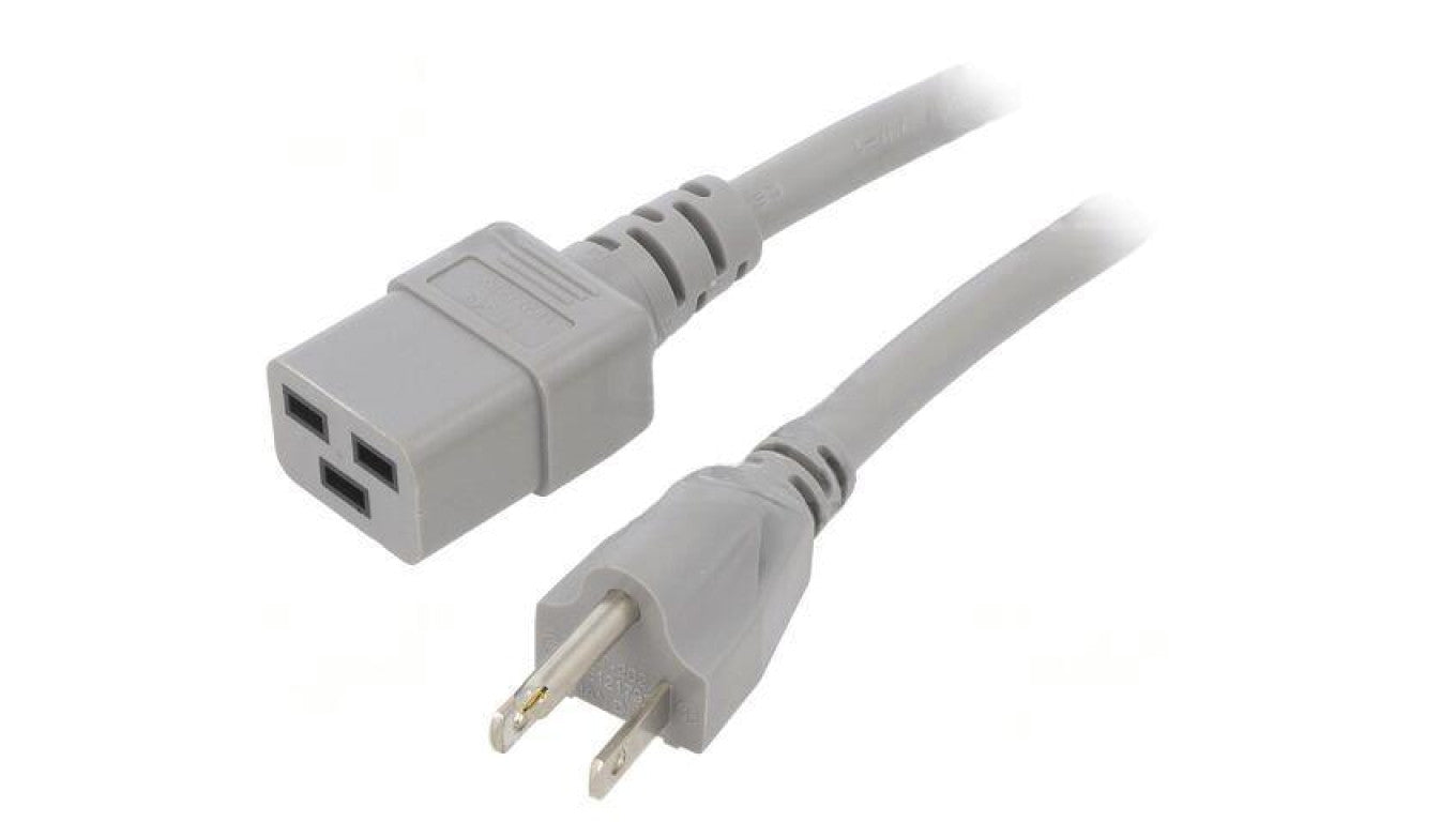 Kabel: 3x14AWG, IEC C19 żeński,NEMA 5-15 (B) wtyk, 3m LT-202+549 SJT 14/3 60C GRY 3M