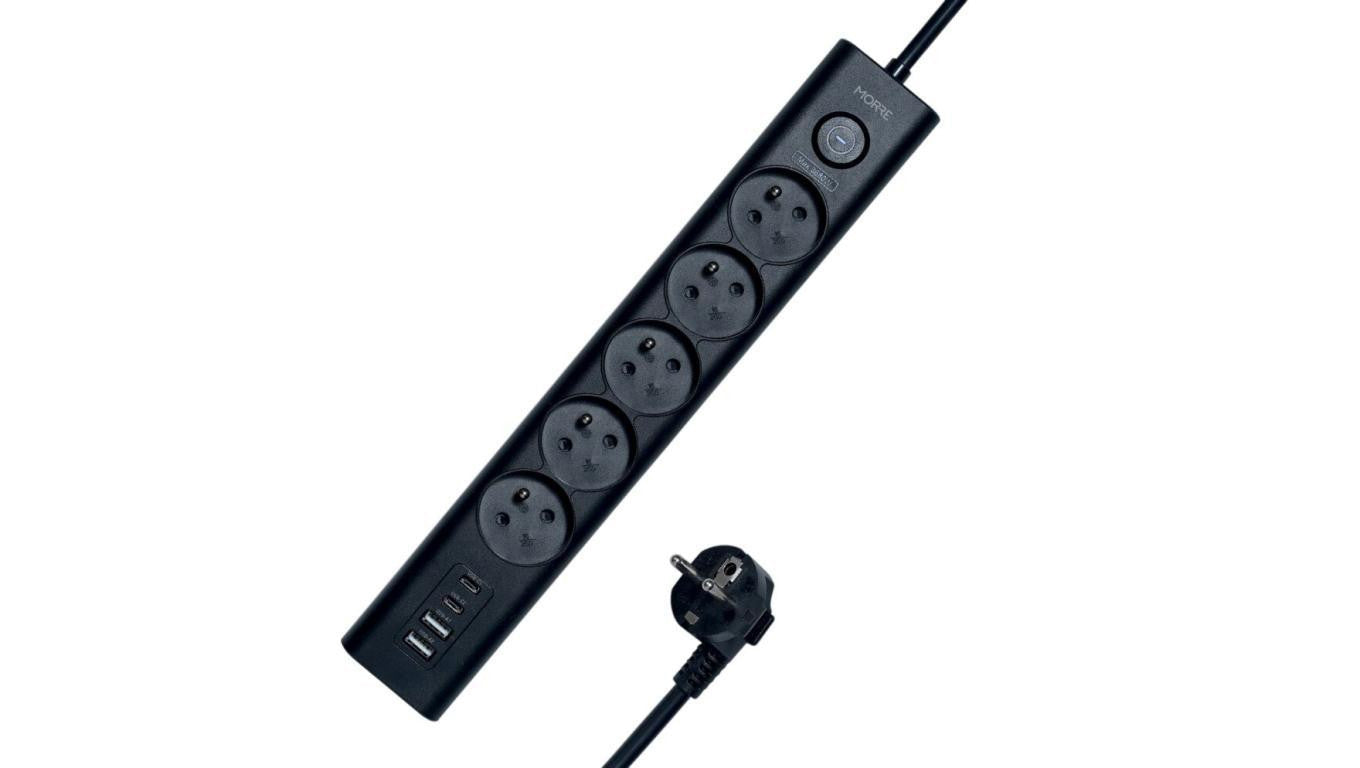 Listwa zasilająca MORRE M408 - 5 gniazd, 2xUSB-C 15W, 2xUSB-A 12W 1,5m