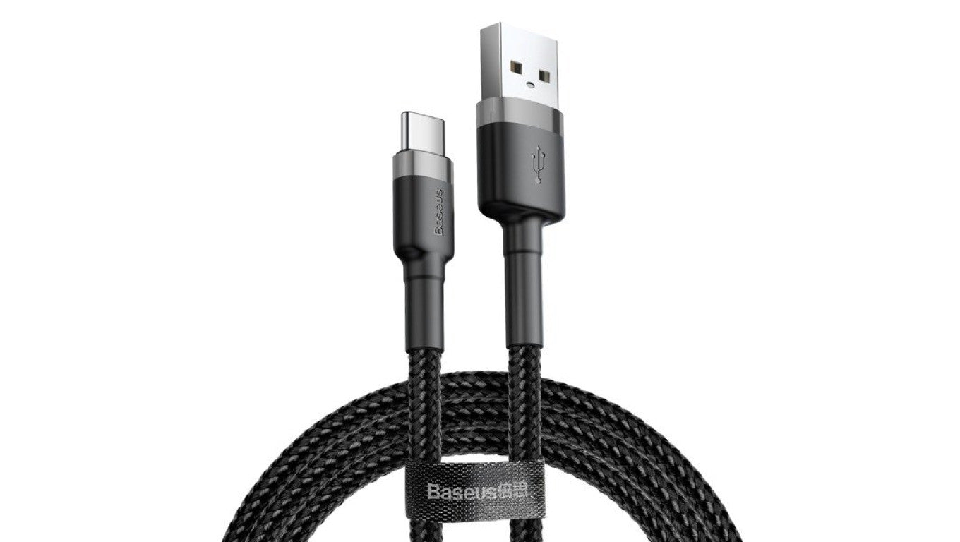 Kabel Baseus Cafule CATKLF-BG1 (USB 2.0 - USB typu C 1m kolor szaro-czarny)