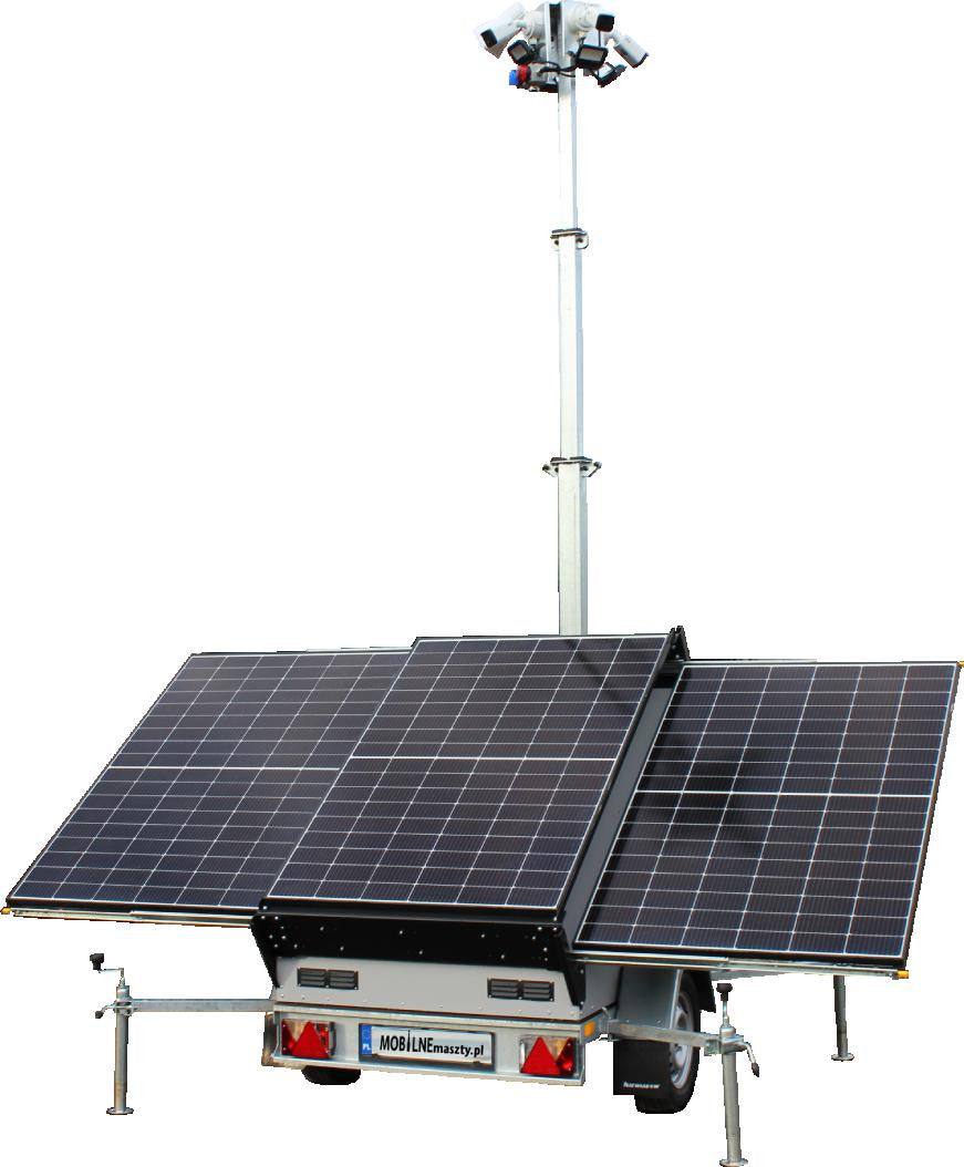 Przyczepa wieża do monitoringu PV3 z zabudową z zasilaniem solarnym