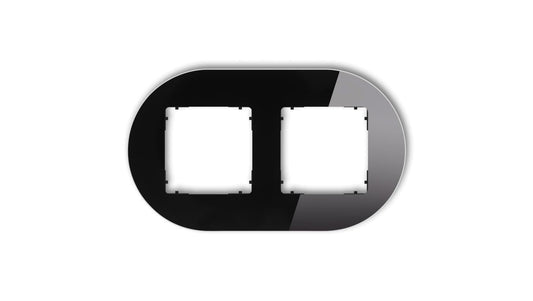 ICON Ramka uniwersalna podwójna okrągła - efekt szkła (ramka: czarna spód: czarny) 12-12-IRSO-2