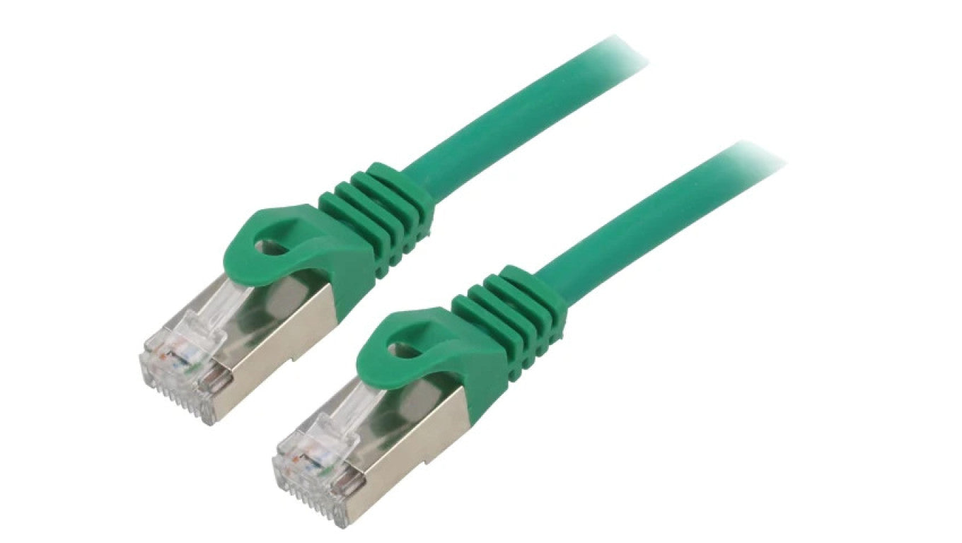 Patch cord S/FTP 6a drut Cu LSZH zielony 10m 27AWG PP6A-LSZHCU-G-10M