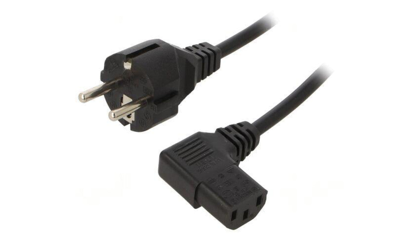 Kabel: 3x1mm2, CEE 7/7 (E/F) wtyk,IEC C13 żeński kątowy prawy LT-312+511R H05VV-F 1.0/3C BL 3M