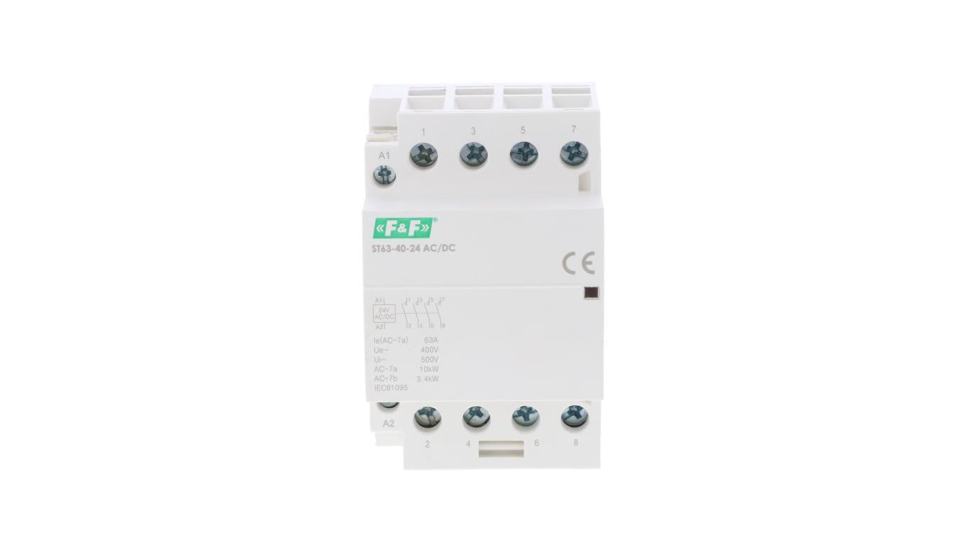 Stycznik modułowy, montaż na szynie, styki 4xNO, 63A, 24V DC ST63-40-24ACDC