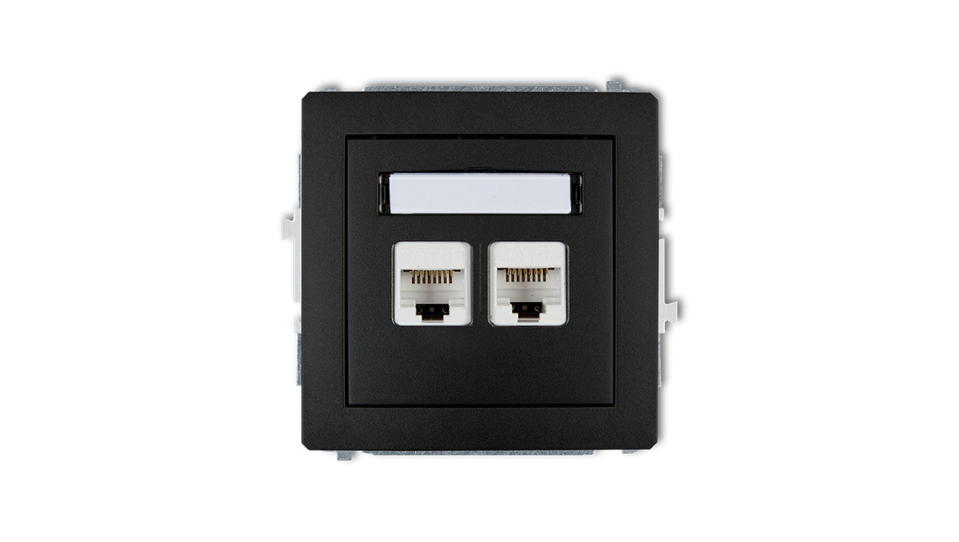 DECO Gniazda komputerowe podwójne 2xRJ45, kat. 5e, 8-stykowy czarny mat 12DGK-2